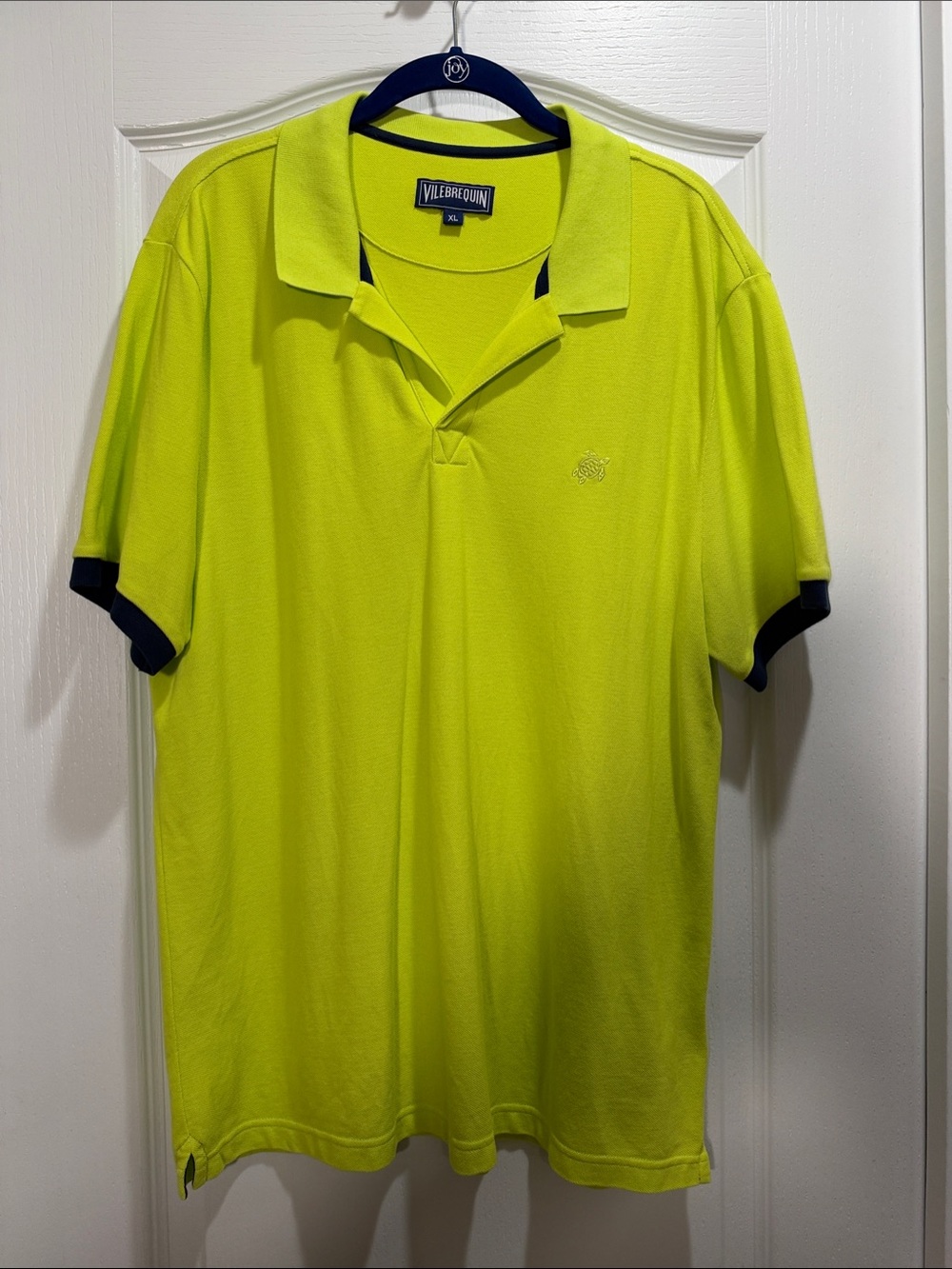 Vilebrequin Men’s Neon Green Polo with Navy Trim